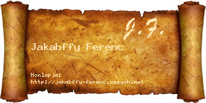 Jakabffy Ferenc névjegykártya